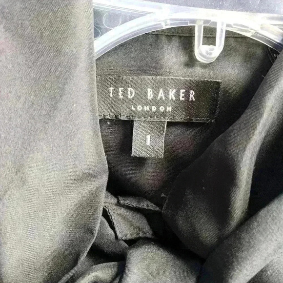 Ted Baker London Black Ruffle Silk Belted Tunic 1 - Picture 3 of 8